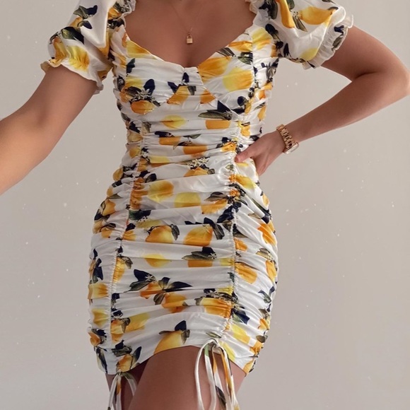 New Missguided Milkmaid Lemon Print 